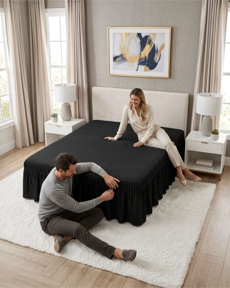 FALDON PARA CAMA KING CUBRE BASE PREMIUM CON PLIEGUES - 2