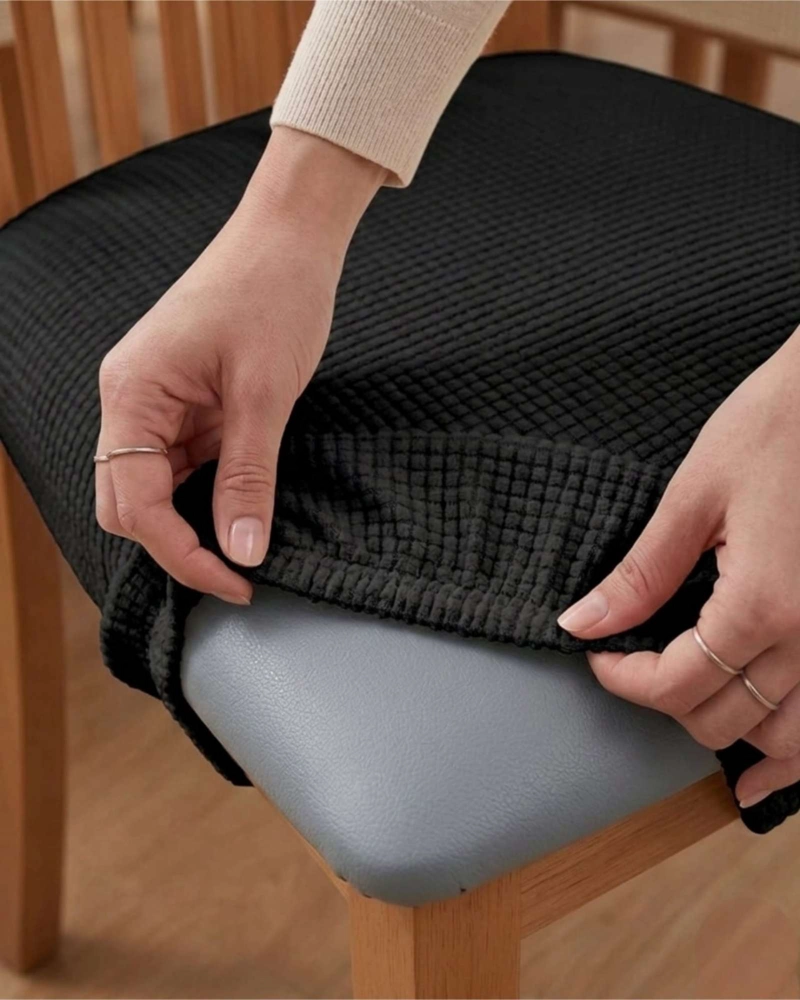 FUNDAS DE ASIENTO PARA SILLAS DE ALTA CALIDAD CON TEXTURA NIDO DE ABEJA NEGRO - 5