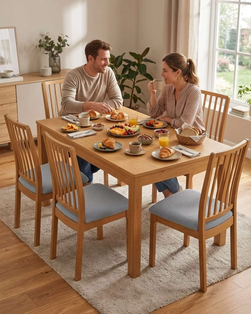 FUNDAS DE ASIENTO PARA SILLAS DE ALTA CALIDAD CON TEXTURA NIDO DE ABEJA GRIS - 2
