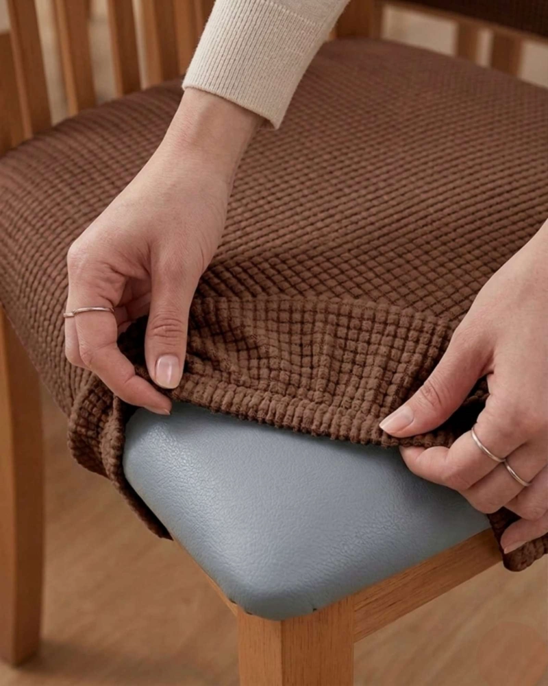 FUNDAS DE ASIENTO PARA SILLAS DE ALTA CALIDAD CON TEXTURA NIDO DE ABEJA MARRON OSCURO - CAFE  OSCURO - 5