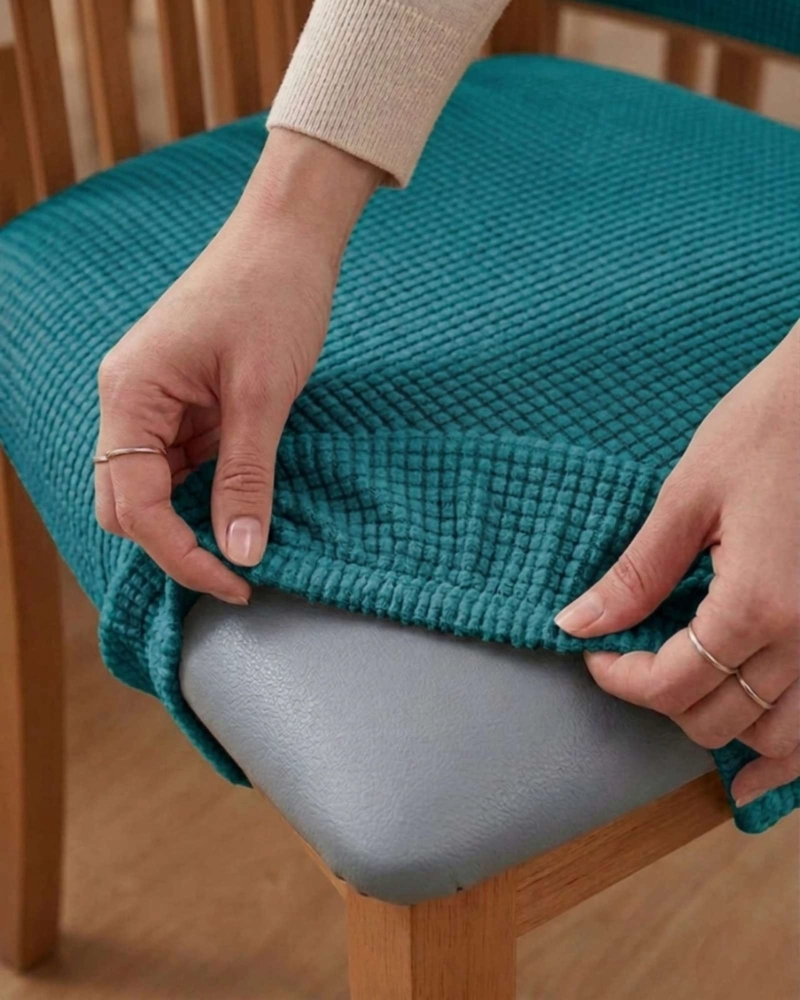 FUNDAS DE ASIENTO PARA SILLAS DE ALTA CALIDAD CON TEXTURA NIDO DE ABEJA BEIGE - 5