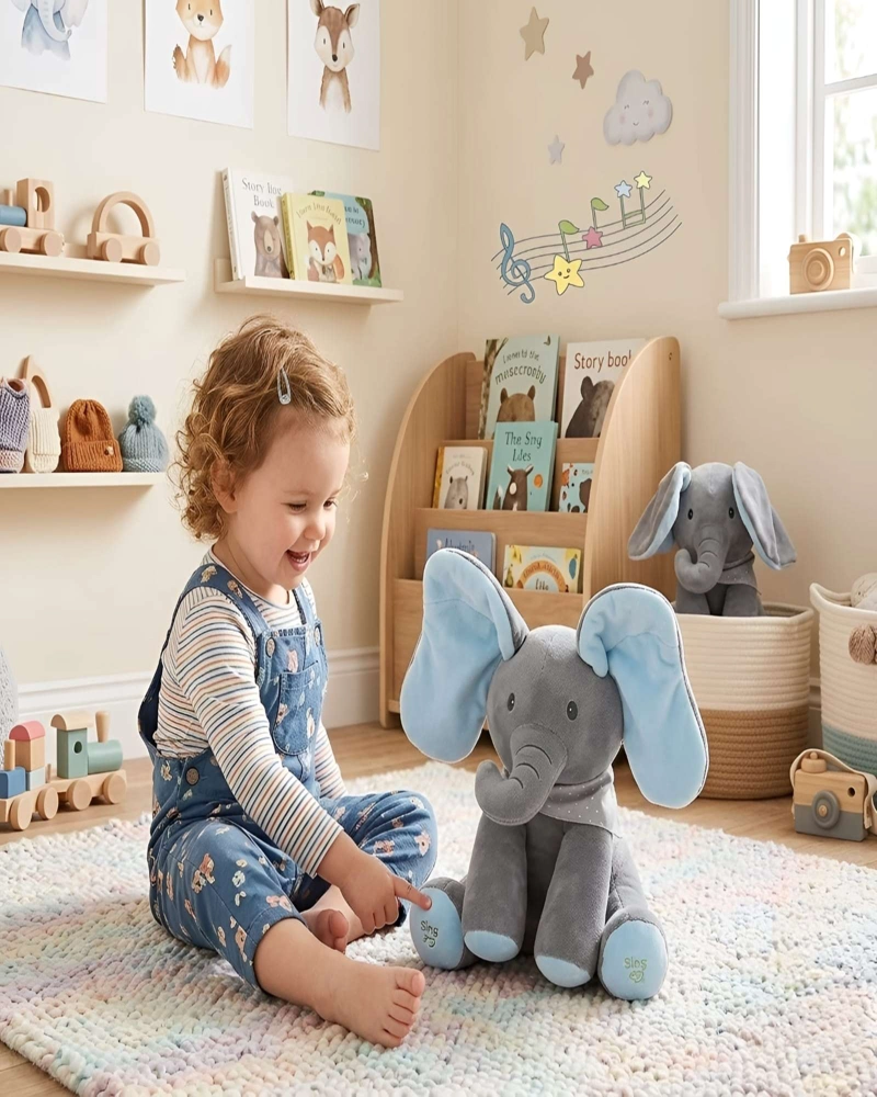 PELUCHE ELEFANTE DIDACTICO CON MOVIMIENTO Y MUSICA INFANTIL - 1
