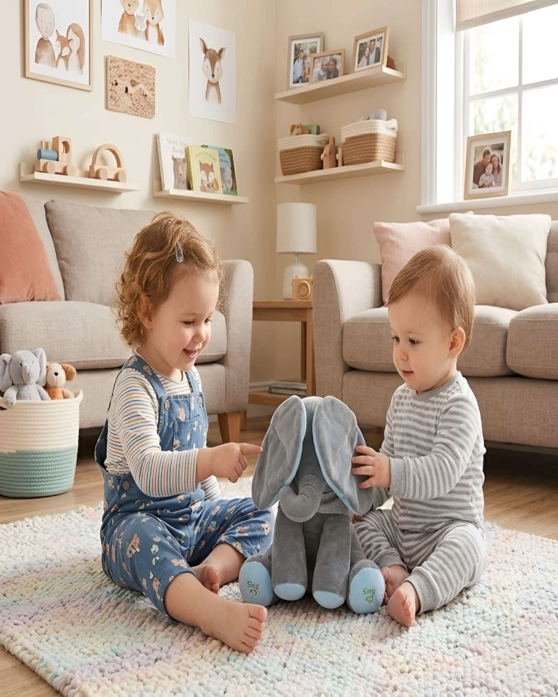 PELUCHE ELEFANTE DIDACTICO CON MOVIMIENTO Y MUSICA INFANTIL - 4