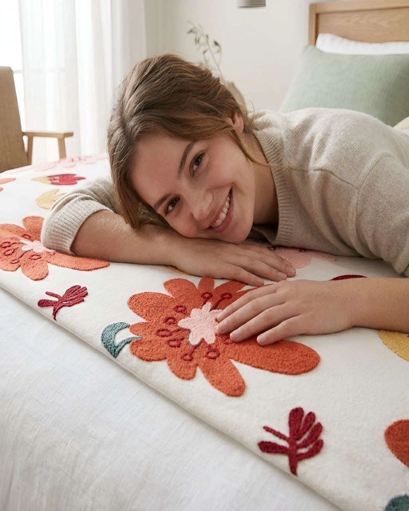 PIECERA PARA CAMA CON BORDADO DECORATIVO B1 - 1