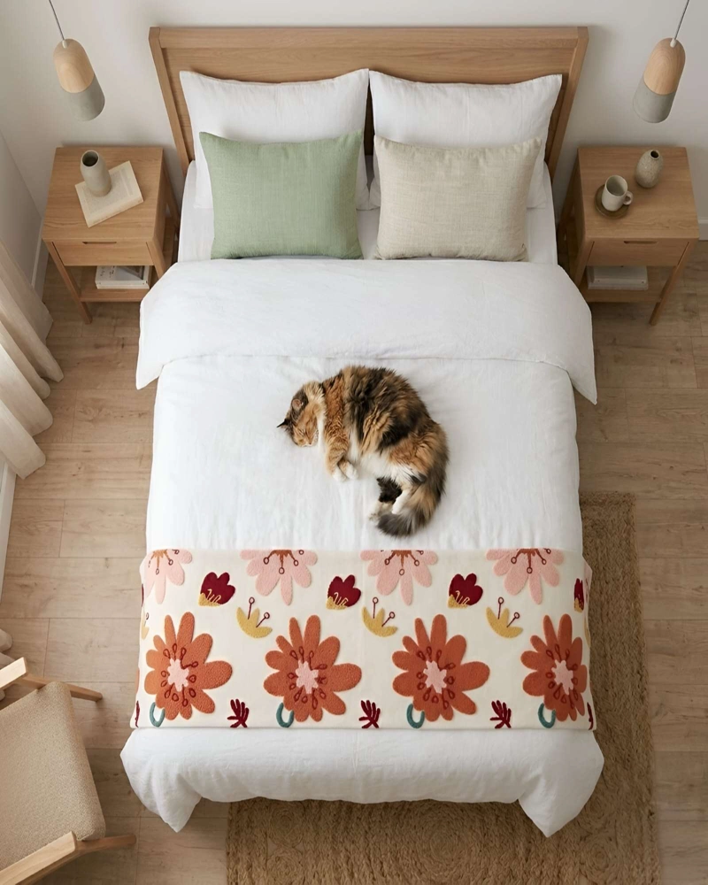 PIECERA PARA CAMA CON BORDADO DECORATIVO B1 - 5