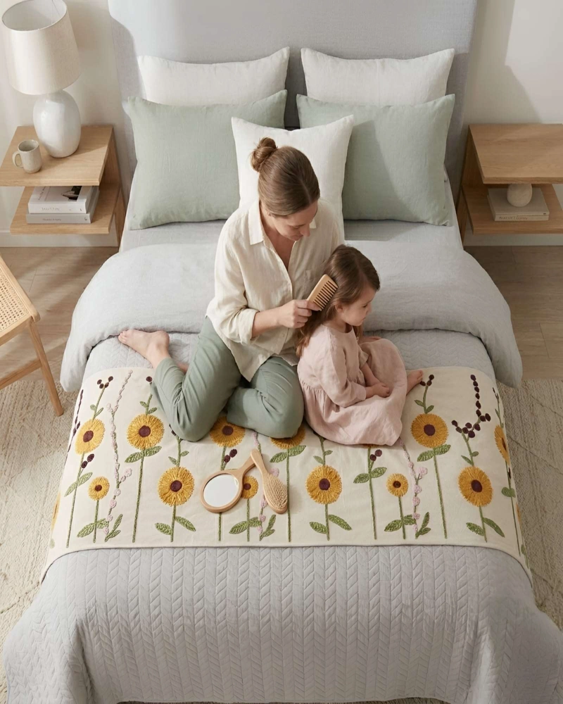 PIECERA PARA CAMA CON BORDADO DECORATIVO B3 - 4