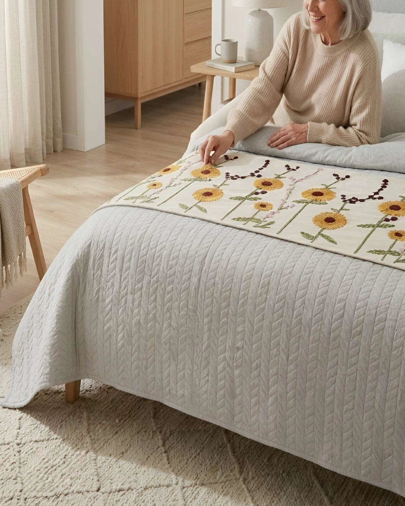 PIECERA PARA CAMA CON BORDADO DECORATIVO B3 - 5