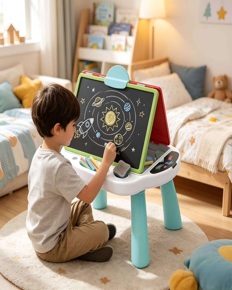 ESCRITORIO DE ARTE INFANTIL MULTIFUNCIONAL CON PIZARRA - 2