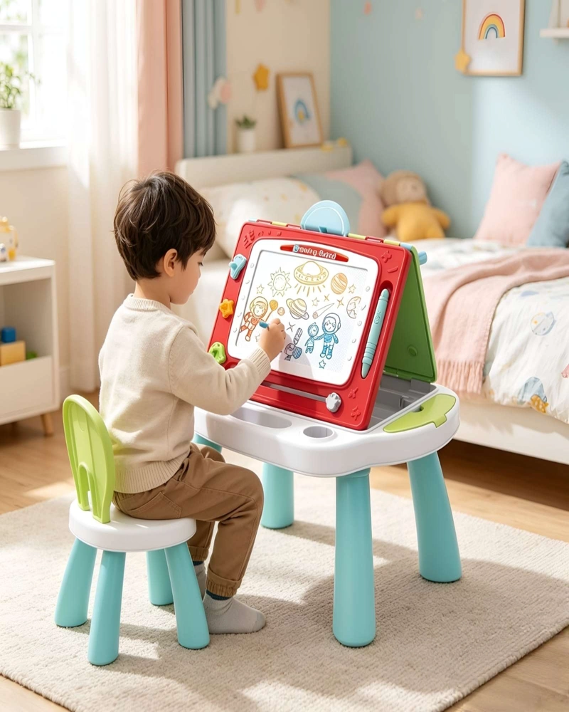 ESCRITORIO DE ARTE INFANTIL MULTIFUNCIONAL CON PIZARRA - 3
