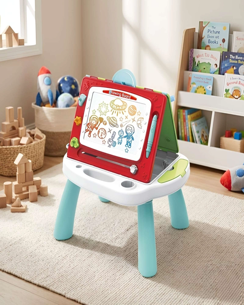 ESCRITORIO DE ARTE INFANTIL MULTIFUNCIONAL CON PIZARRA - 5