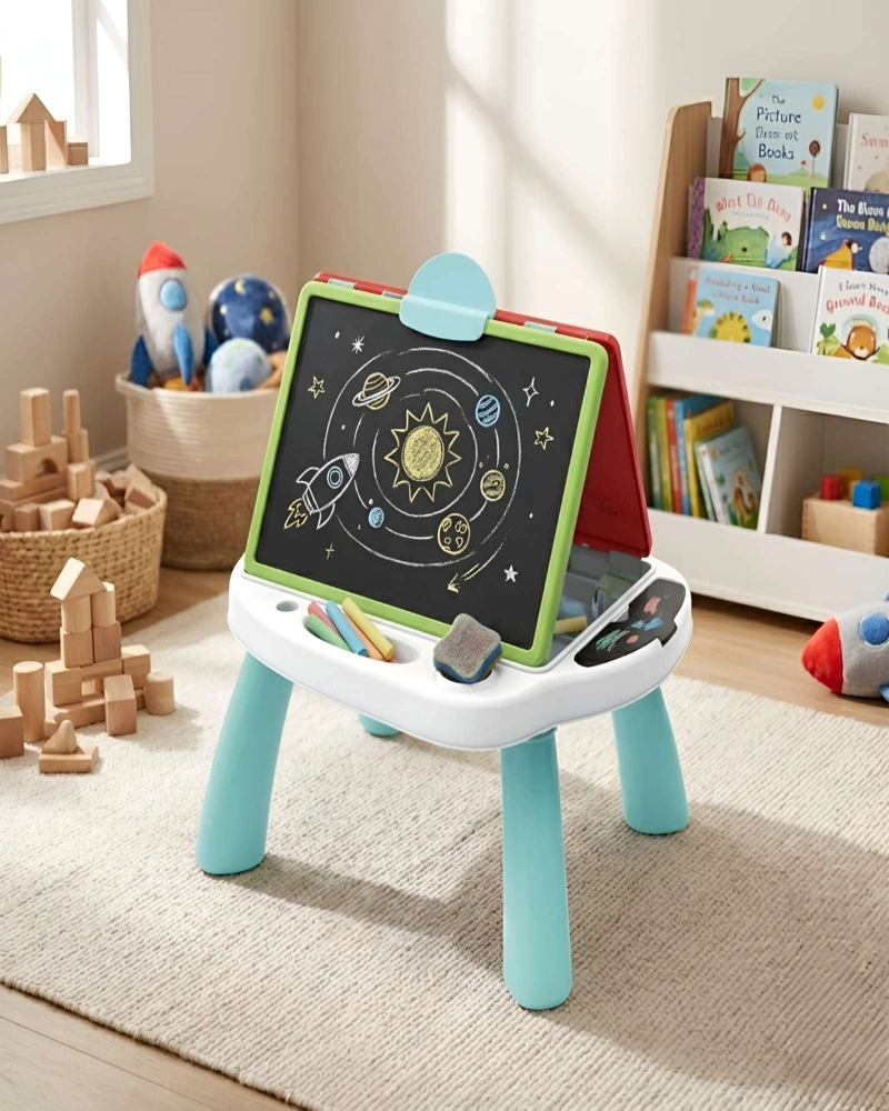 ESCRITORIO DE ARTE INFANTIL MULTIFUNCIONAL CON PIZARRA - 6