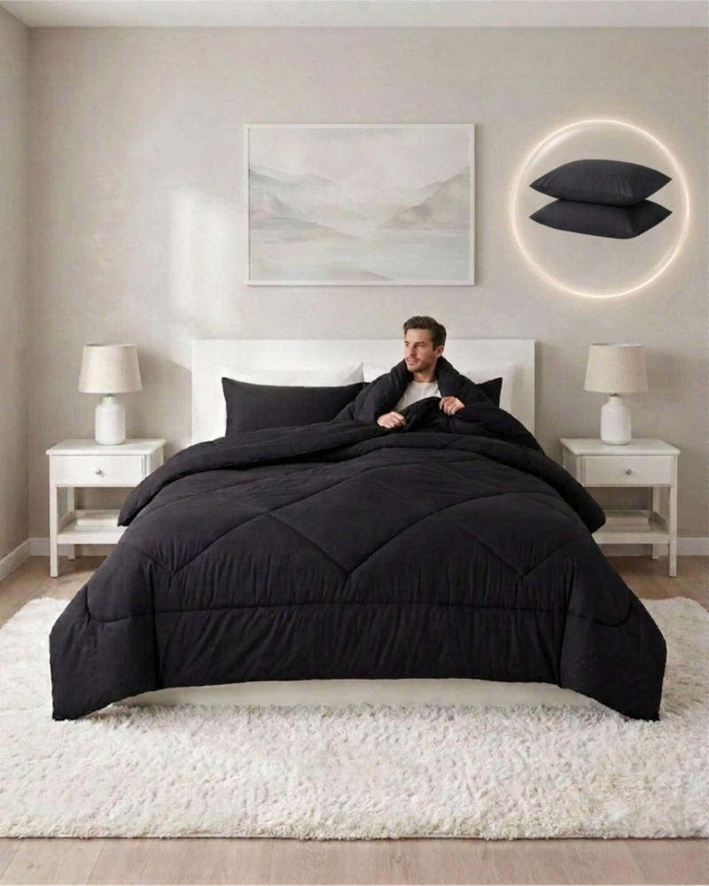JUEGO DE CAMA CON PLUMON NORDICO SABANAS Y ALMOHADA KING - 1