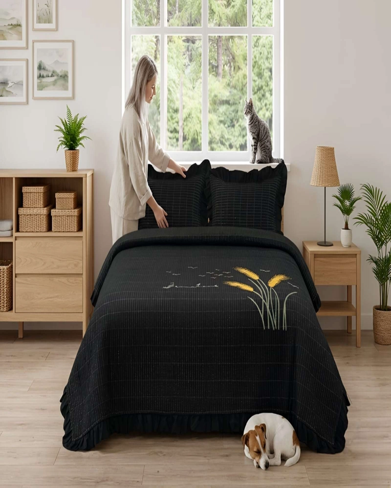 QUILT BORDADO DE 2 PLAZAS CON FRAGANCIA RELAJANTE - 4