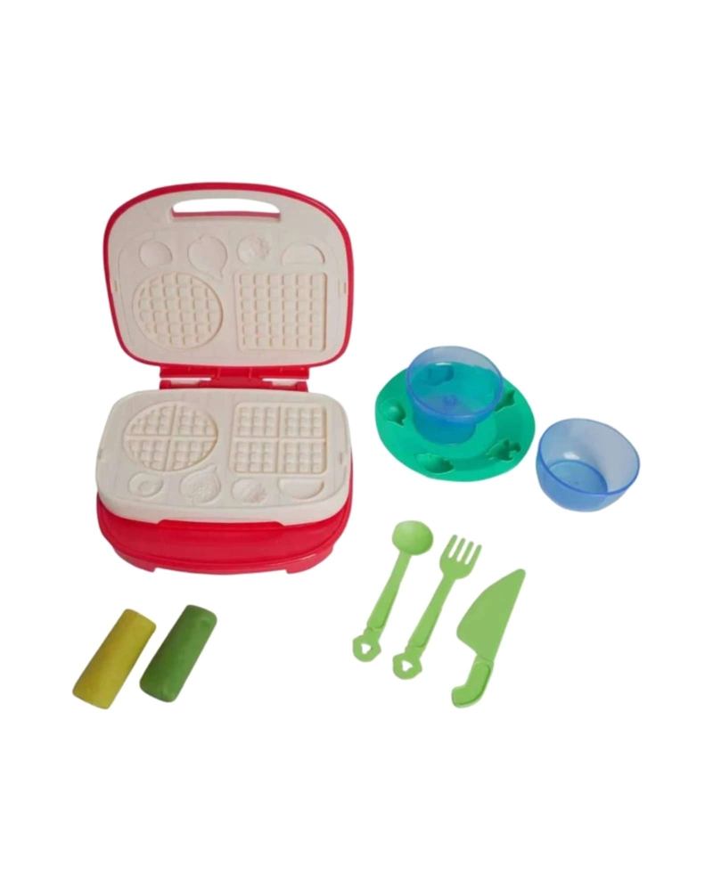SET WAFFLERA DE JUGUETE CON VAJILLA Y PLASTICINAS INFANTILES - 6