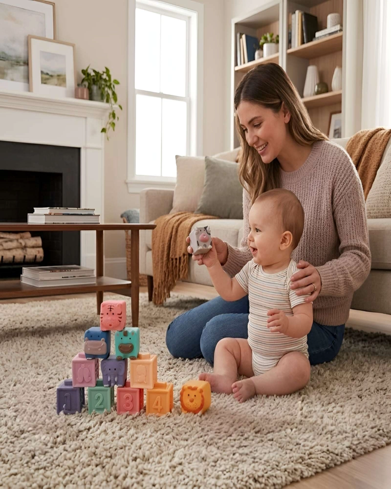 SET DIDACTICO DE 12 BLOQUES BLANDOS DE ESTIMULACION PARA BEBE - 3