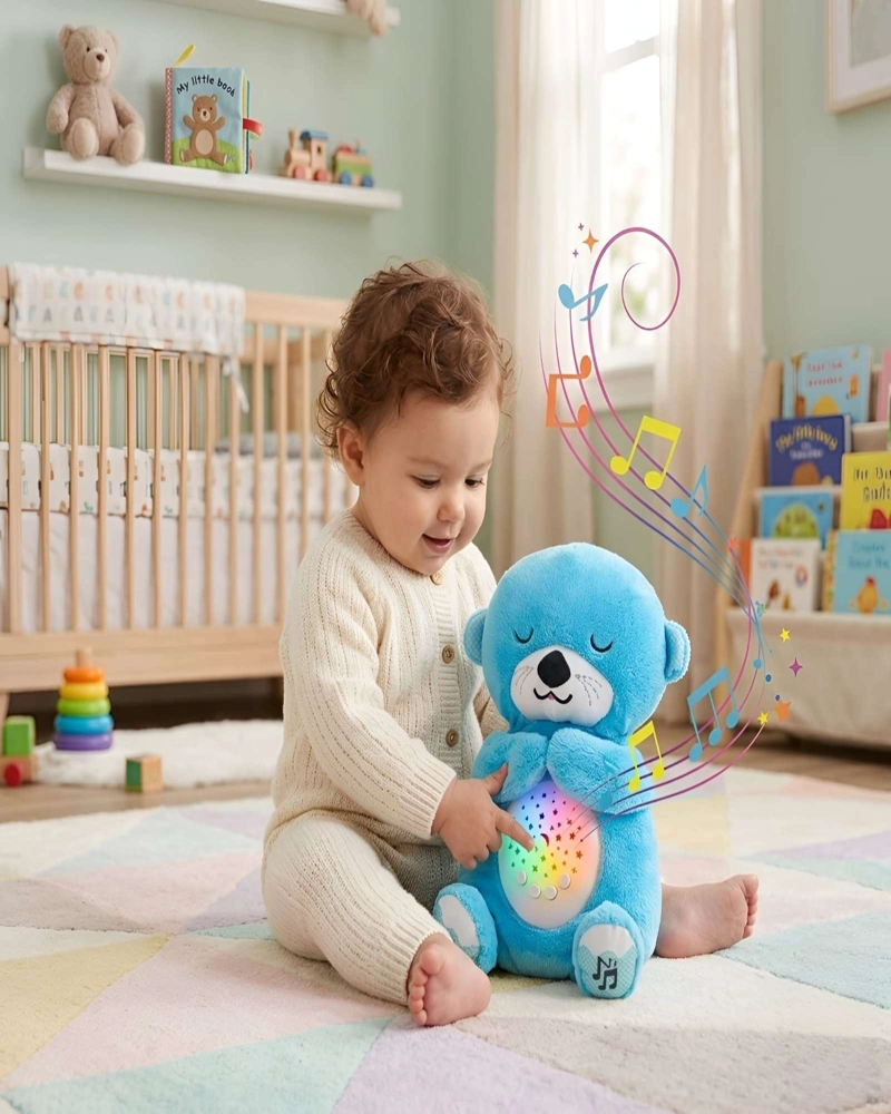 PELUCHE DIDACTICO NUTRIA LUMINICA SONIDOS RELAJANTES BEBE - 1