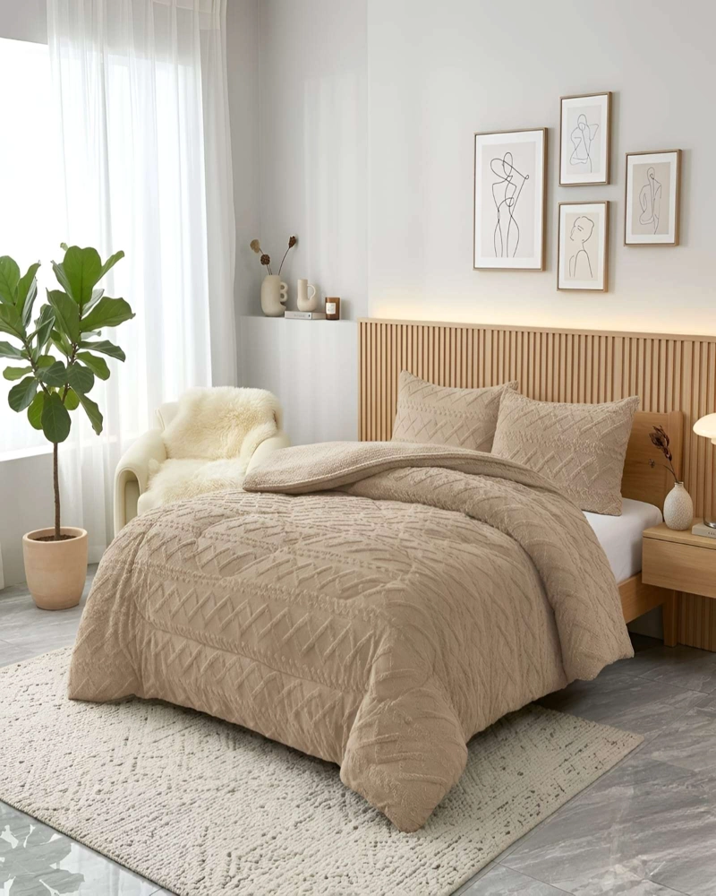 CUBRECAMA 2 PLAZAS CON RELIEVE COBERTOR ELEGANTE SUAVE - 1