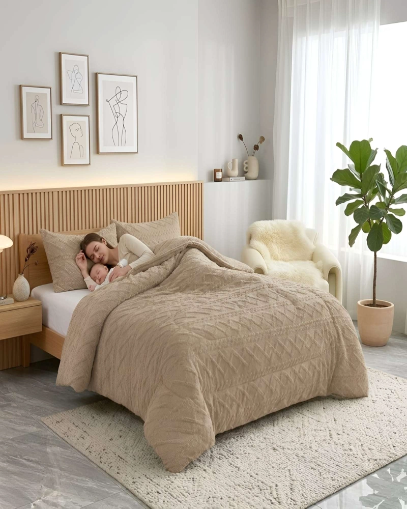 CUBRECAMA 2 PLAZAS CON RELIEVE COBERTOR ELEGANTE SUAVE - 5