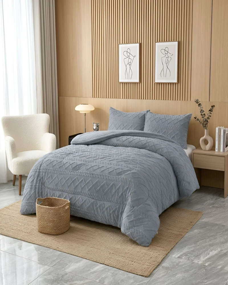 CUBRECAMA 2 PLAZAS CON RELIEVE COBERTOR ELEGANTE SUAVE - 1