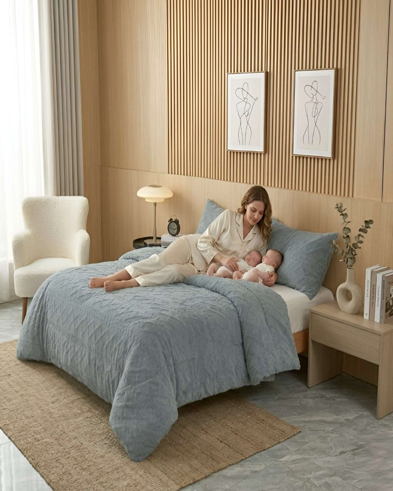 CUBRECAMA 2 PLAZAS CON RELIEVE COBERTOR ELEGANTE SUAVE - 5