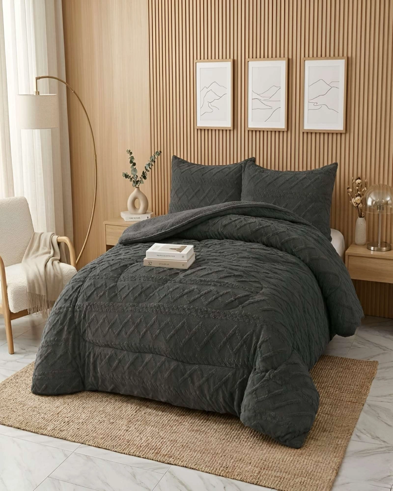 CUBRECAMA 2 PLAZAS CON RELIEVE COBERTOR ELEGANTE SUAVE - 1