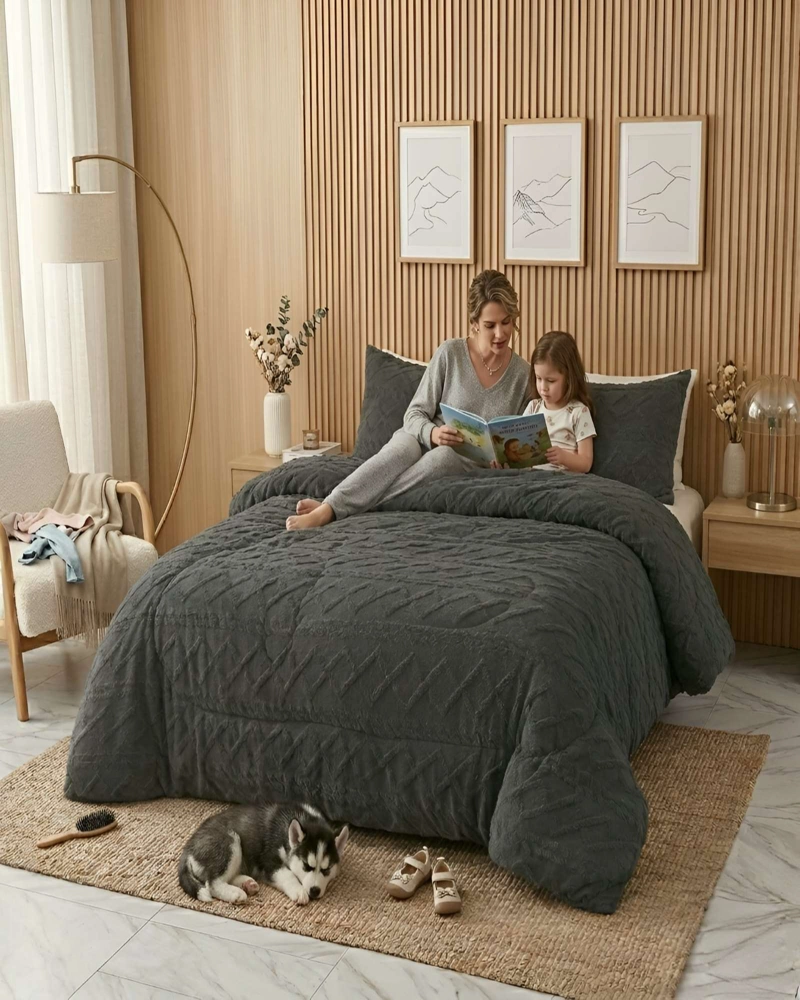CUBRECAMA 2 PLAZAS CON RELIEVE COBERTOR ELEGANTE SUAVE - 3