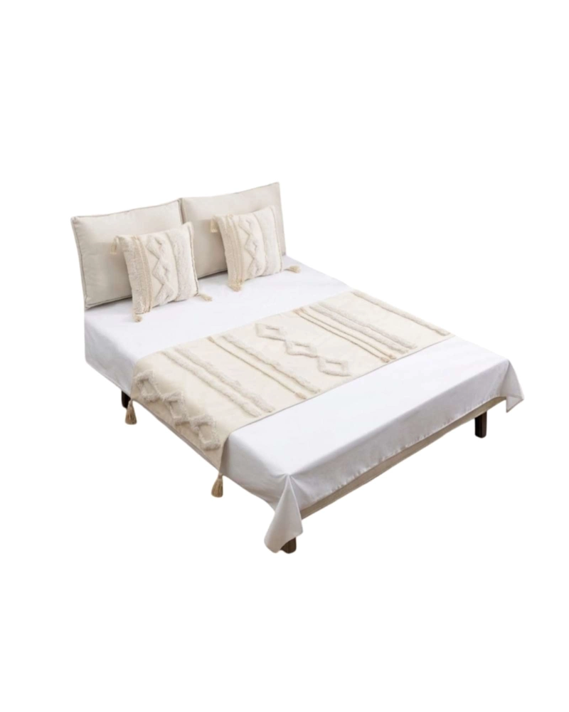 SET PIECERA DE CAMA BOHO CON DOS FUNDAS COJIN BORDADO - 6