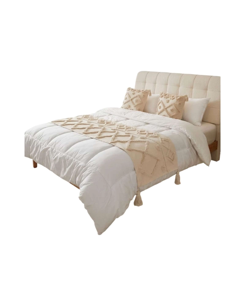 SET PIECERA DE CAMA BOHO CON DOS FUNDAS COJIN BORDADO - 6