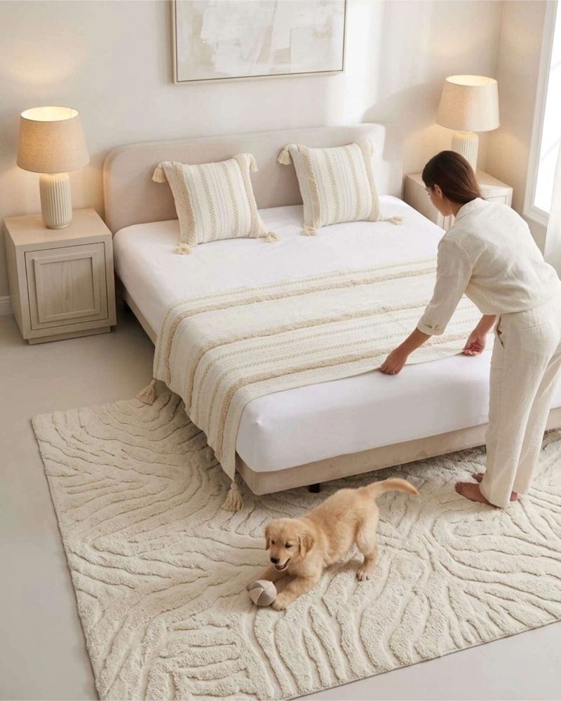 PIECERA DE CAMA MANTA TEJIDA DECORATIVA BOHO - 3