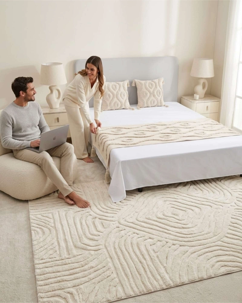 SET PIECERA DE CAMA BOHO CON DOS FUNDAS COJIN BORDADO - 3