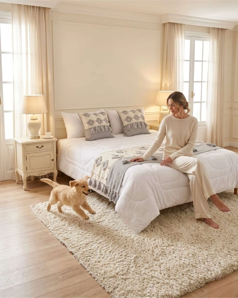 SET PIECERA DE CAMA BOHO CON DOS FUNDAS COJIN BORDADO - 2