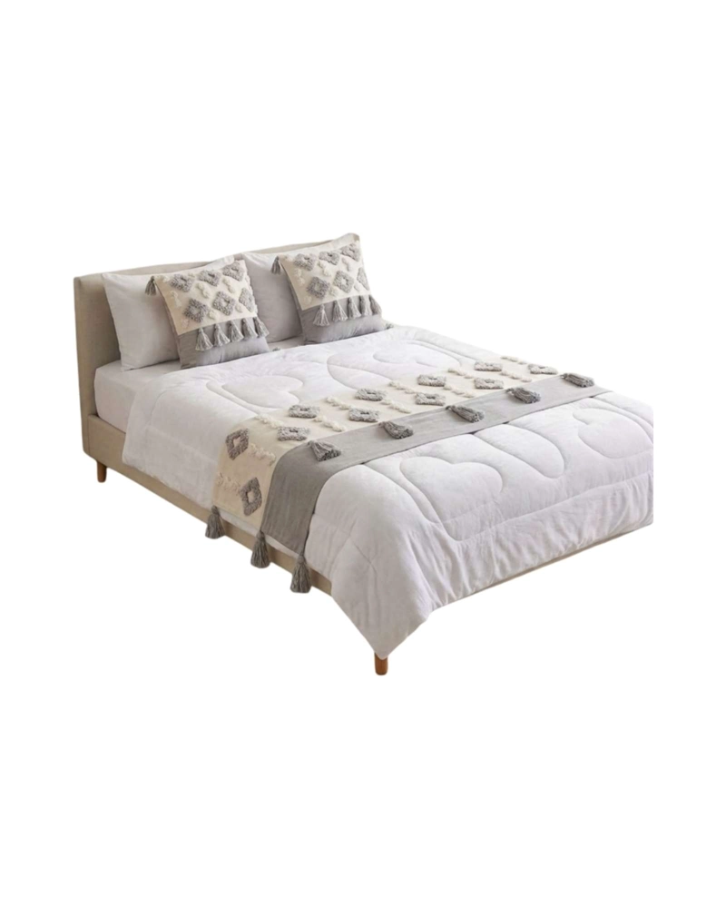 SET PIECERA DE CAMA BOHO CON DOS FUNDAS COJIN BORDADO - 6