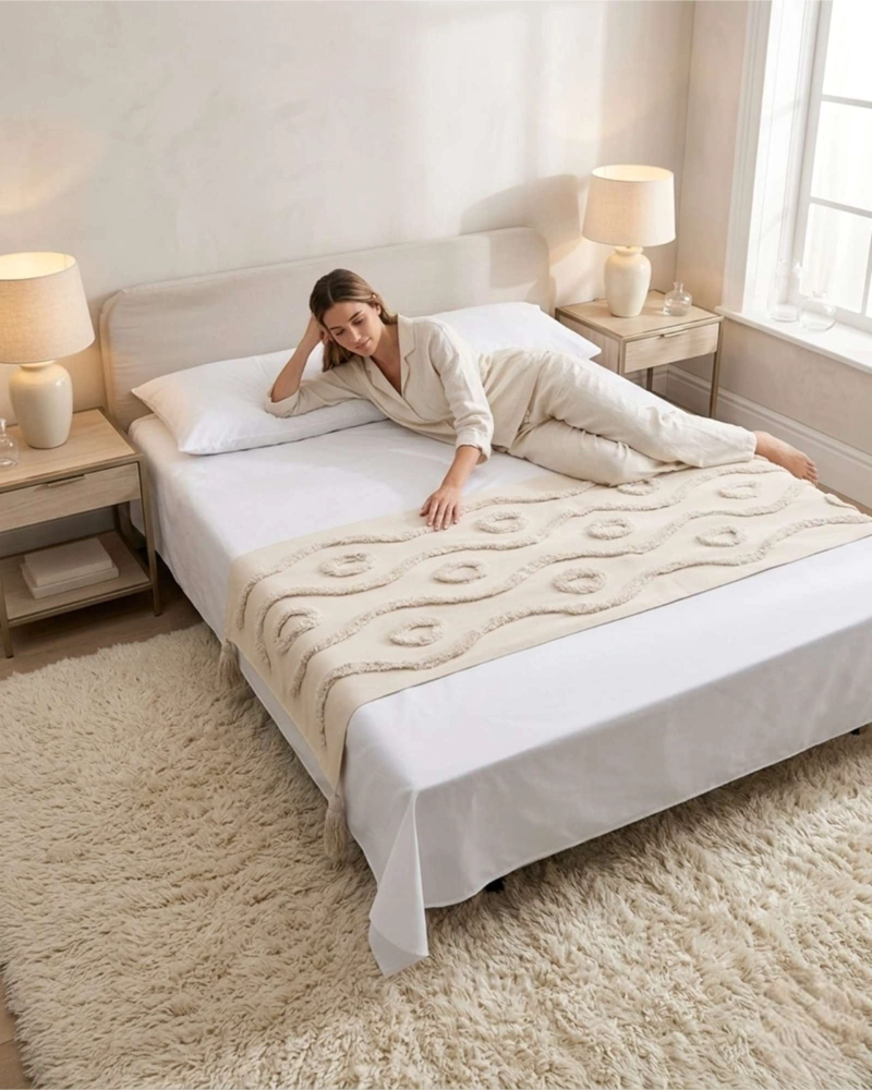 PIECERA DE CAMA MANTA TEJIDA DECORATIVA BOHO - 2