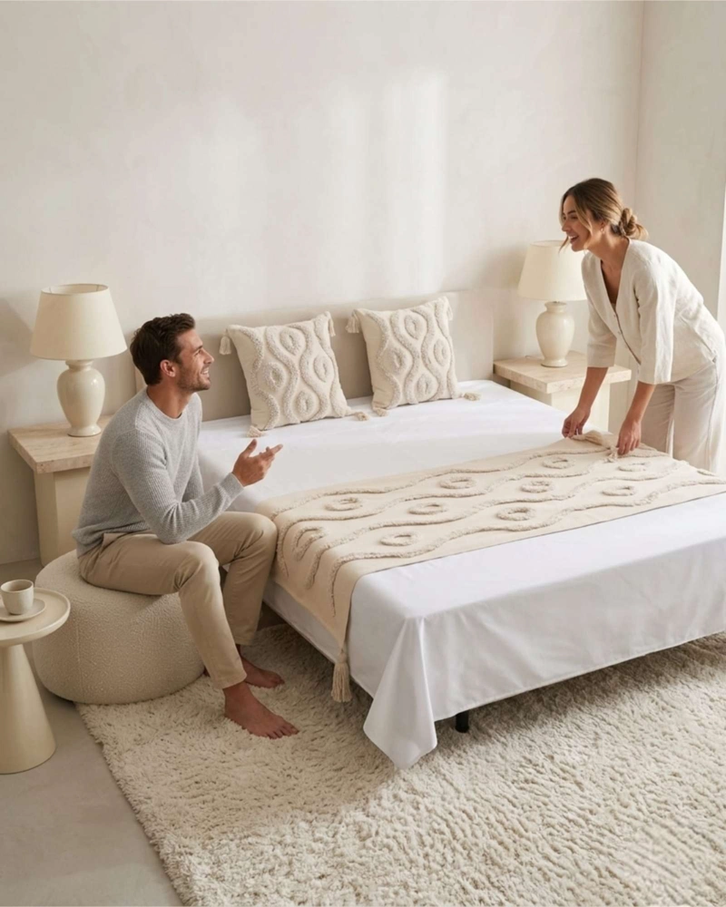 PIECERA DE CAMA MANTA TEJIDA DECORATIVA BOHO - 4