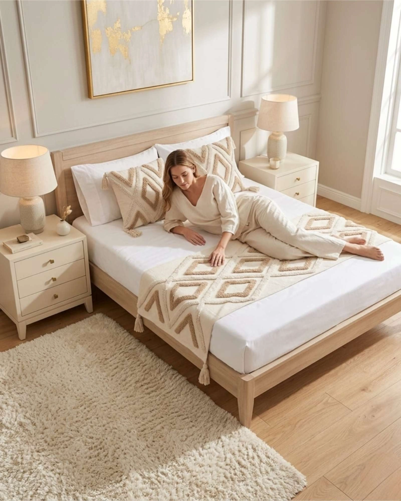 PIECERA DE CAMA MANTA TEJIDA DECORATIVA BOHO - 4