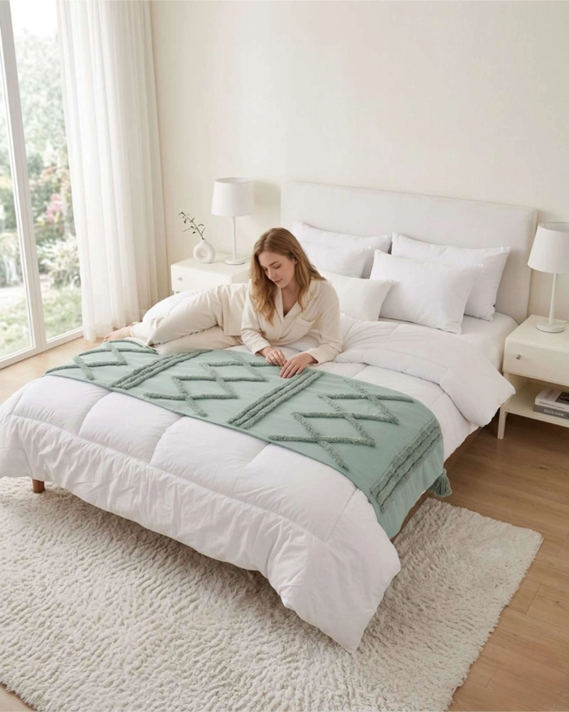 PIECERA DE CAMA MANTA TEJIDA DECORATIVA BOHO - 4