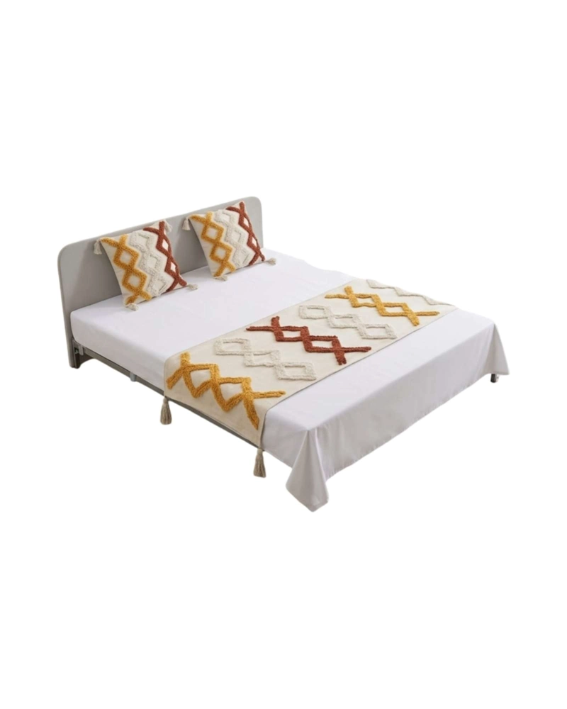 SET PIECERA DE CAMA BOHO CON DOS FUNDAS COJIN BORDADO - 6