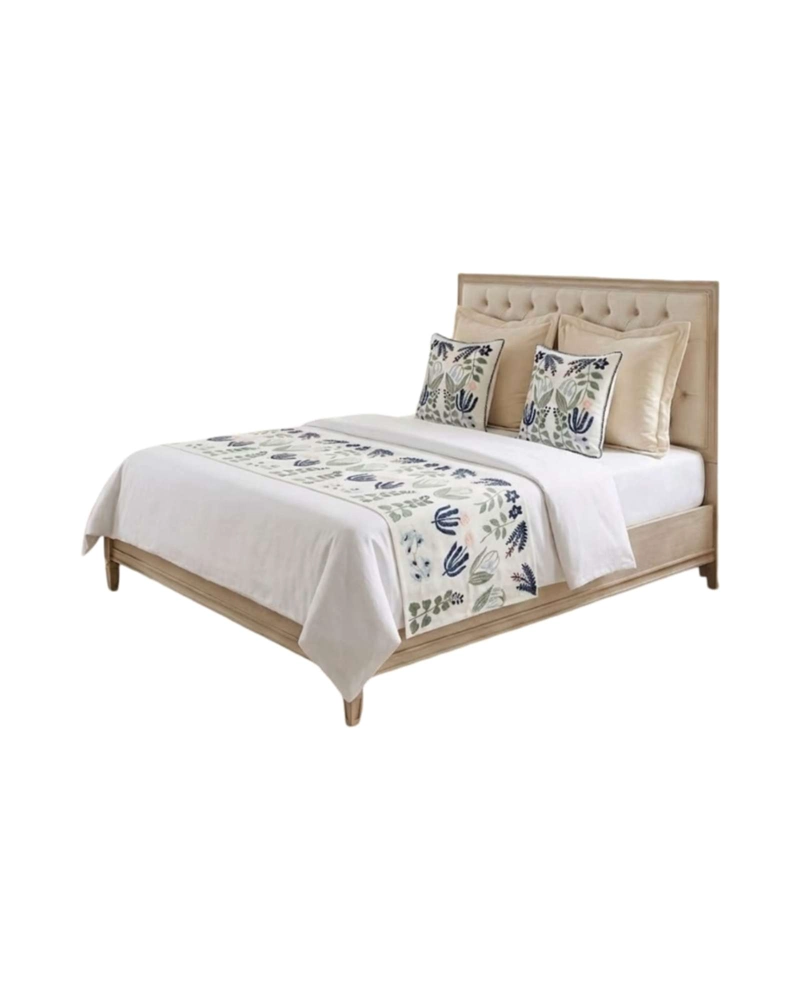 PIECERA MANTA DE CAMA TEXTURIZADA CON BORDADO BOTANICO - 6