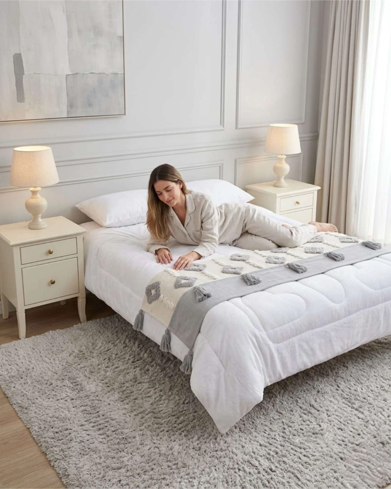 PIECERA DE CAMA MANTA TEJIDA DECORATIVA BOHO - 3