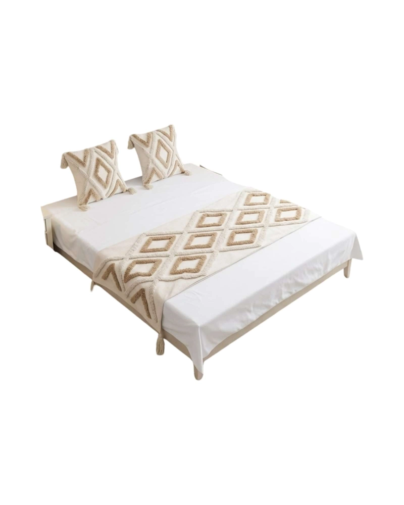 SET PIECERA DE CAMA BOHO CON DOS FUNDAS COJIN BORDADO - 6
