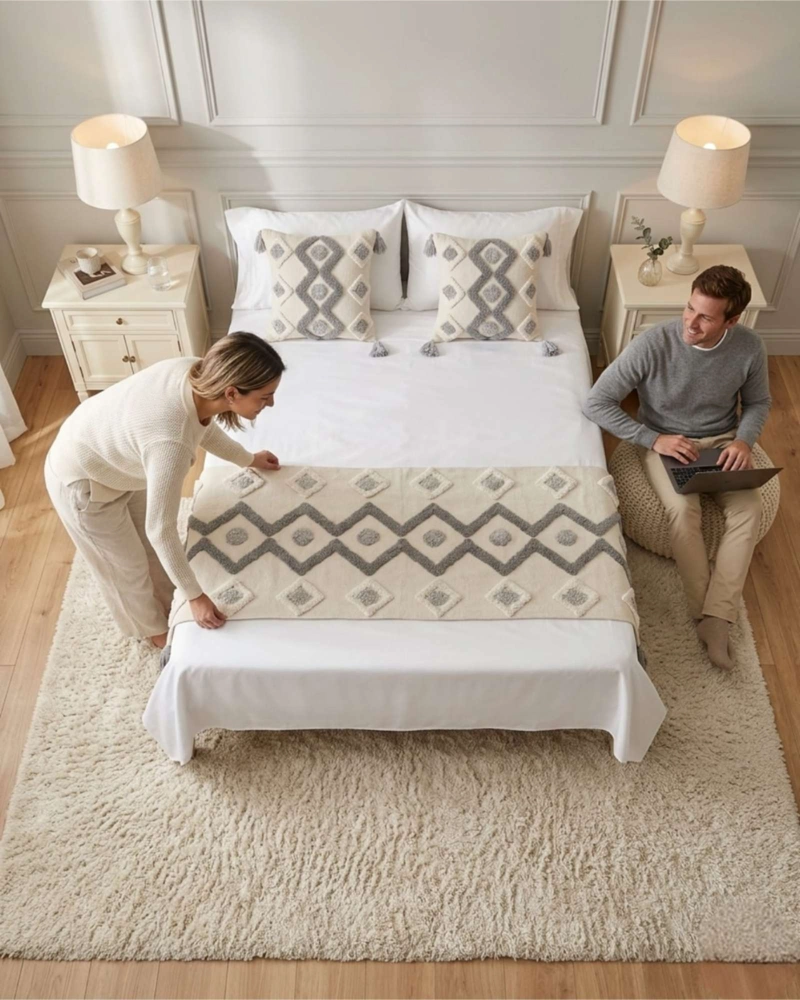 PIECERA DE CAMA MANTA TEJIDA DECORATIVA BOHO - 2