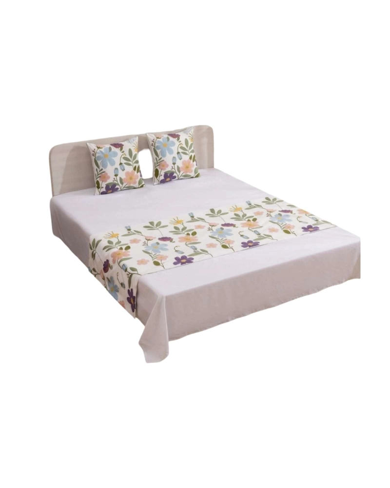 PIECERA MANTA DE CAMA TEXTURIZADA CON BORDADO BOTANICO - 6