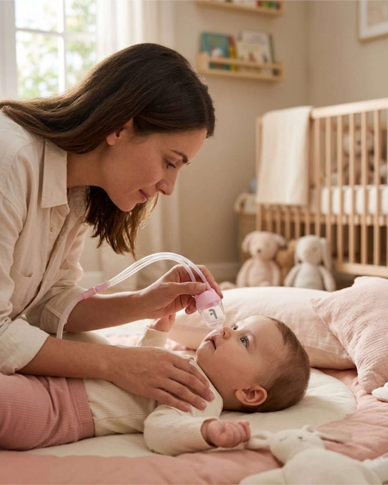 ASPIRADOR NASAL DE SILICONA CON SUCCION MANUAL Y LIMPIADOR - 1