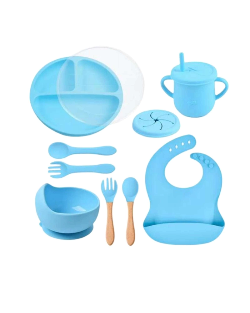 SET DE VAJILLA DE SILICONA CON TAPA PARA BEBE  10 PIEZAS - 6