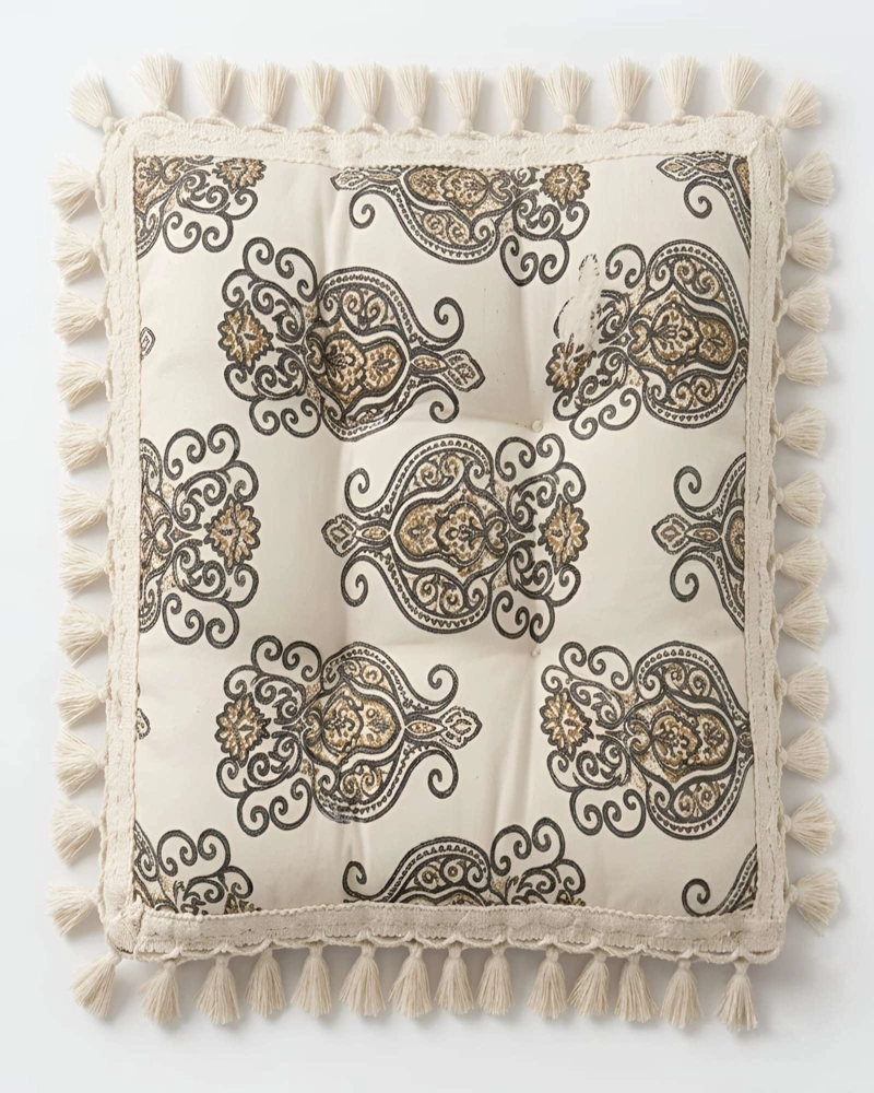 PACK 4 COJINES DE SILLA CON FLECOS DECORATIVOS BOHO 43X43 - 5