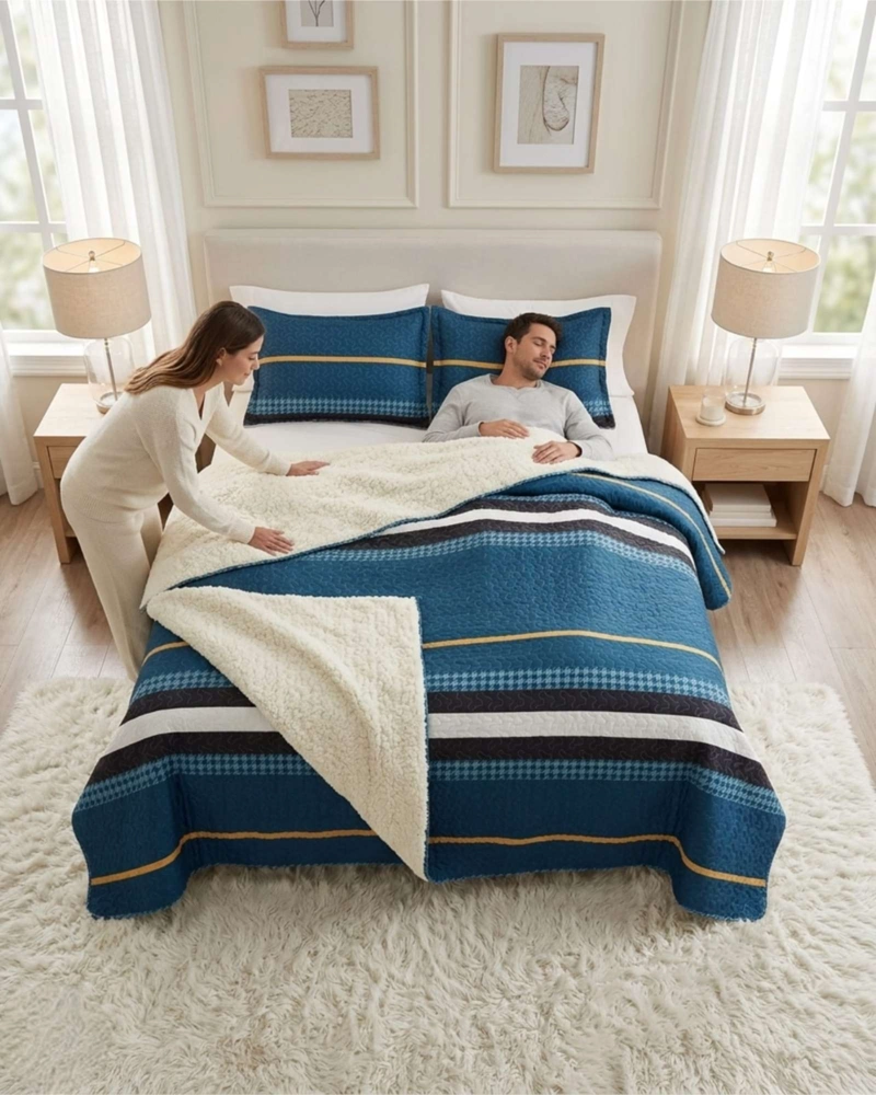 JUEGO DE CUBRECAMA SHERPA CALIDEZ SUPERIOR CON SABANAS KING - 5