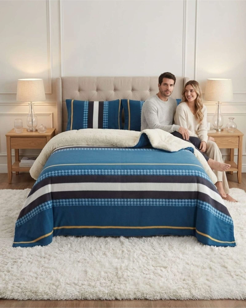 JUEGO DE CUBRECAMA SHERPA CALIDEZ SUPERIOR CON SABANAS KING - 1