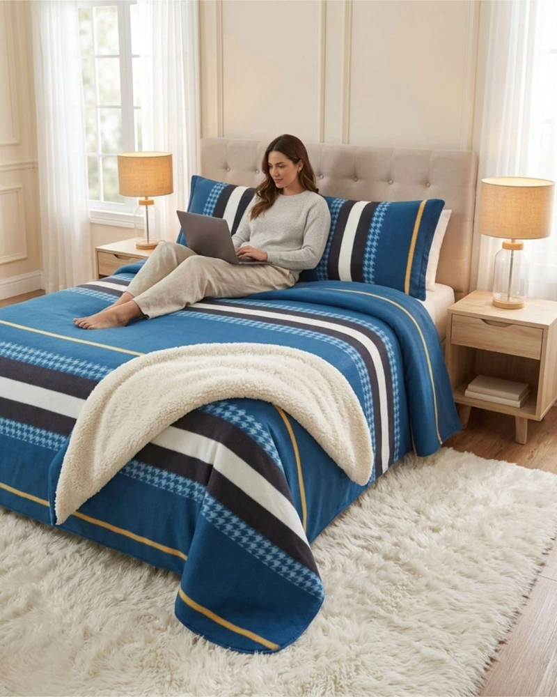JUEGO DE CUBRECAMA SHERPA CALIDEZ SUPERIOR CON SABANAS KING - 4