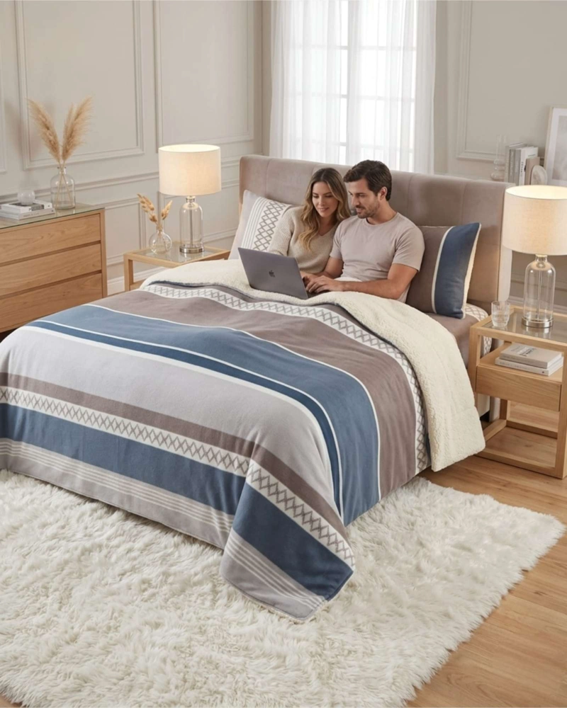 JUEGO DE CUBRECAMA SHERPA CALIDEZ SUPERIOR CON SABANAS KING - 1