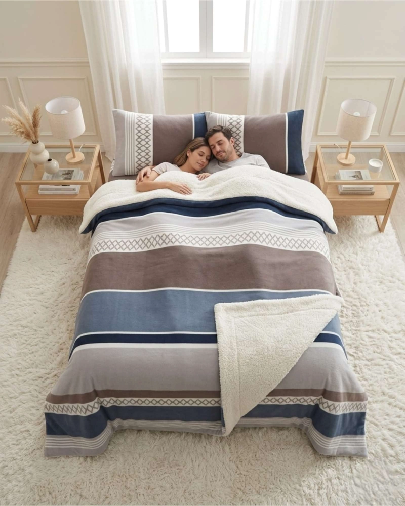 JUEGO DE CUBRECAMA SHERPA CALIDEZ SUPERIOR CON SABANAS KING - 3